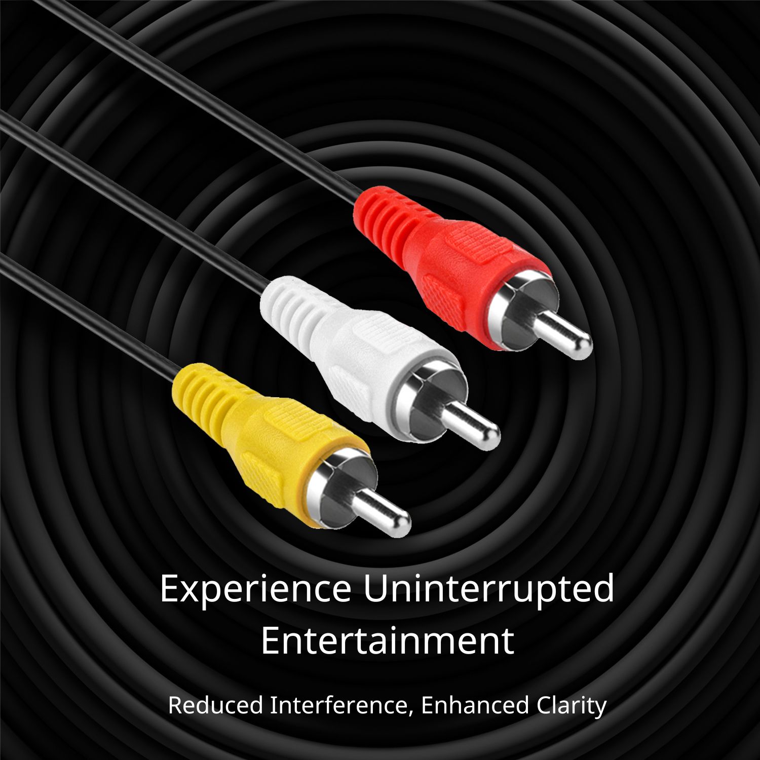 3 RCA Cable (10 FT) - 3RCA AV RCA Composite Video + 2RCA Stereo Audio M/M Male to Male Dual Shielded RCA Connector Plug Jack Wire Cord - image 4 of 6