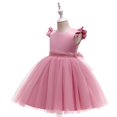 thumbnail image 6 of xfsWaSs Toddler Tulle Dress Flower Girl Dress Stylish Little Girl Dresses Children's Formal Wedding Pageant Party Birthday Princess Tutu Dresses 6-7 Years, 6 of 7
