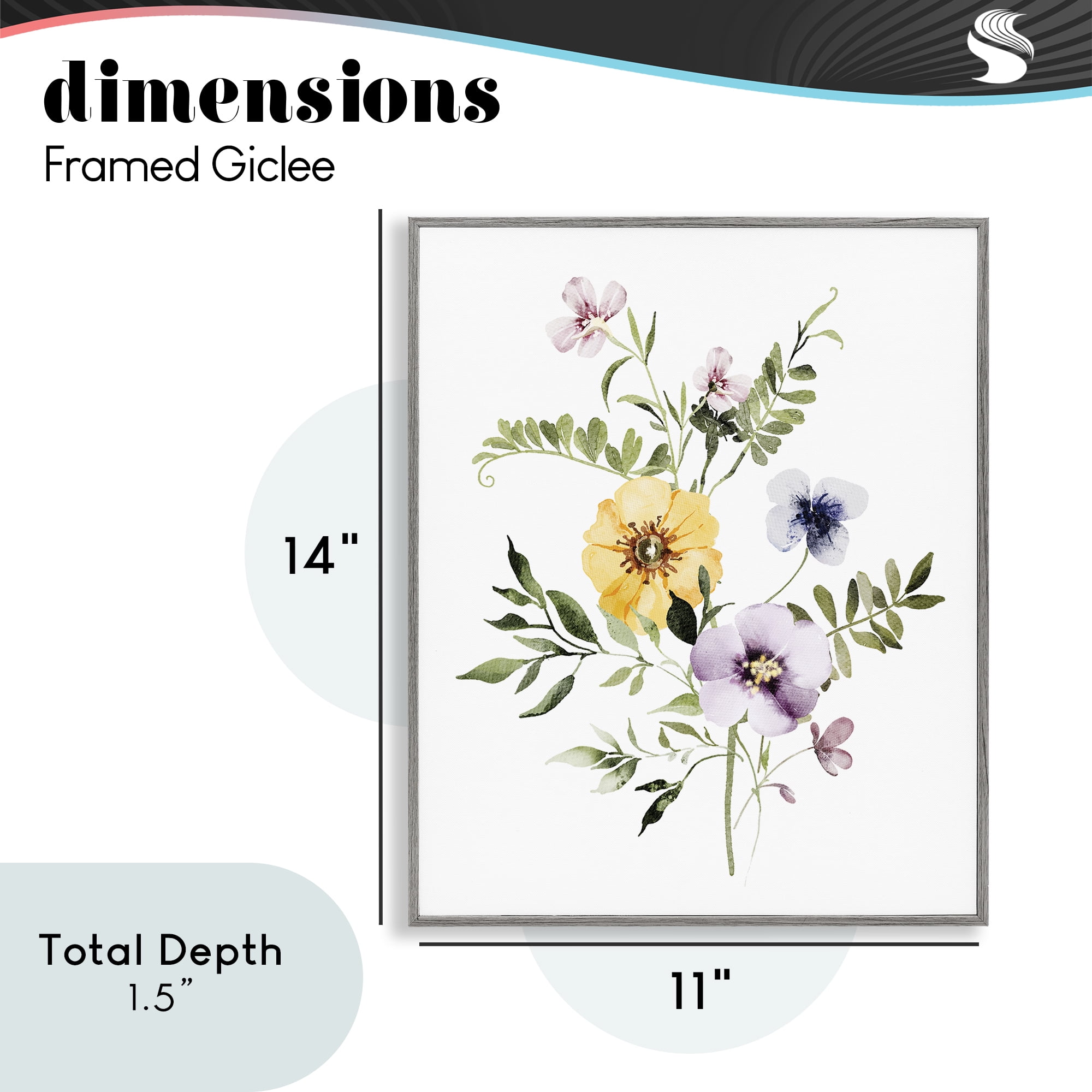 Garden Herbs Blooming Gray Framed Giclee Art, design by Lettered and Lined