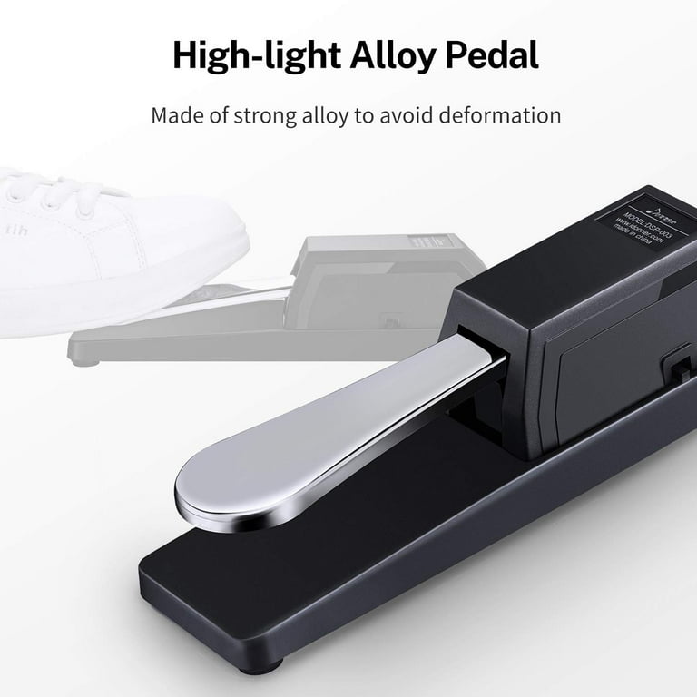 Universal Sustain Foot Pedal Piano-Style with Polarity Switch 1/4 Input  Jack for Digital Piano Electronic Keyboard