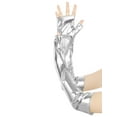 thumbnail image 5 of INSPIRE CHIC Women's Faux Leather Long Sleeve Fingerless Gloves Arm Warmers for Cosplay Fashion One Size Silver, 5 of 6