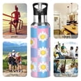 thumbnail image 7 of Yayeee 20oz Insulated Water Bottle Double Wall Stainless Steel with Flip Straw Lid, Playful Daisy, 7 of 7