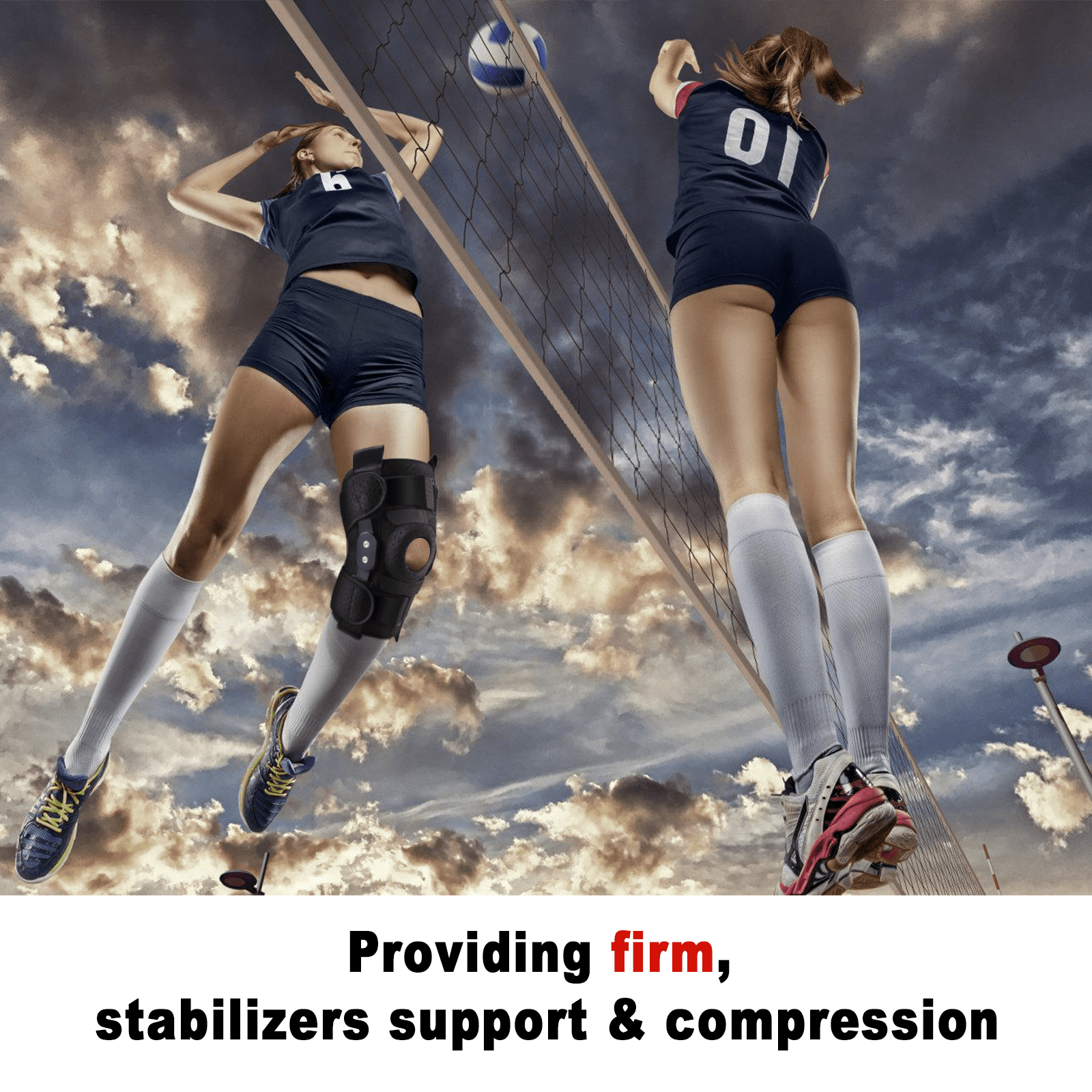 Hinged Knee Brace with Side Stabilizers Adjustable Knee Compression Sleeve Relieves Meniscus Tear,ACL,MCL,Knee Support and Knee Pain Relief,Men & Women - Black One Size Fits Most