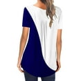 thumbnail image 4 of Womens Plus Size,Women Fashion Solid Color Casual V-Neck Short Sleeve Loose T-Shirt Tops, 4 of 7