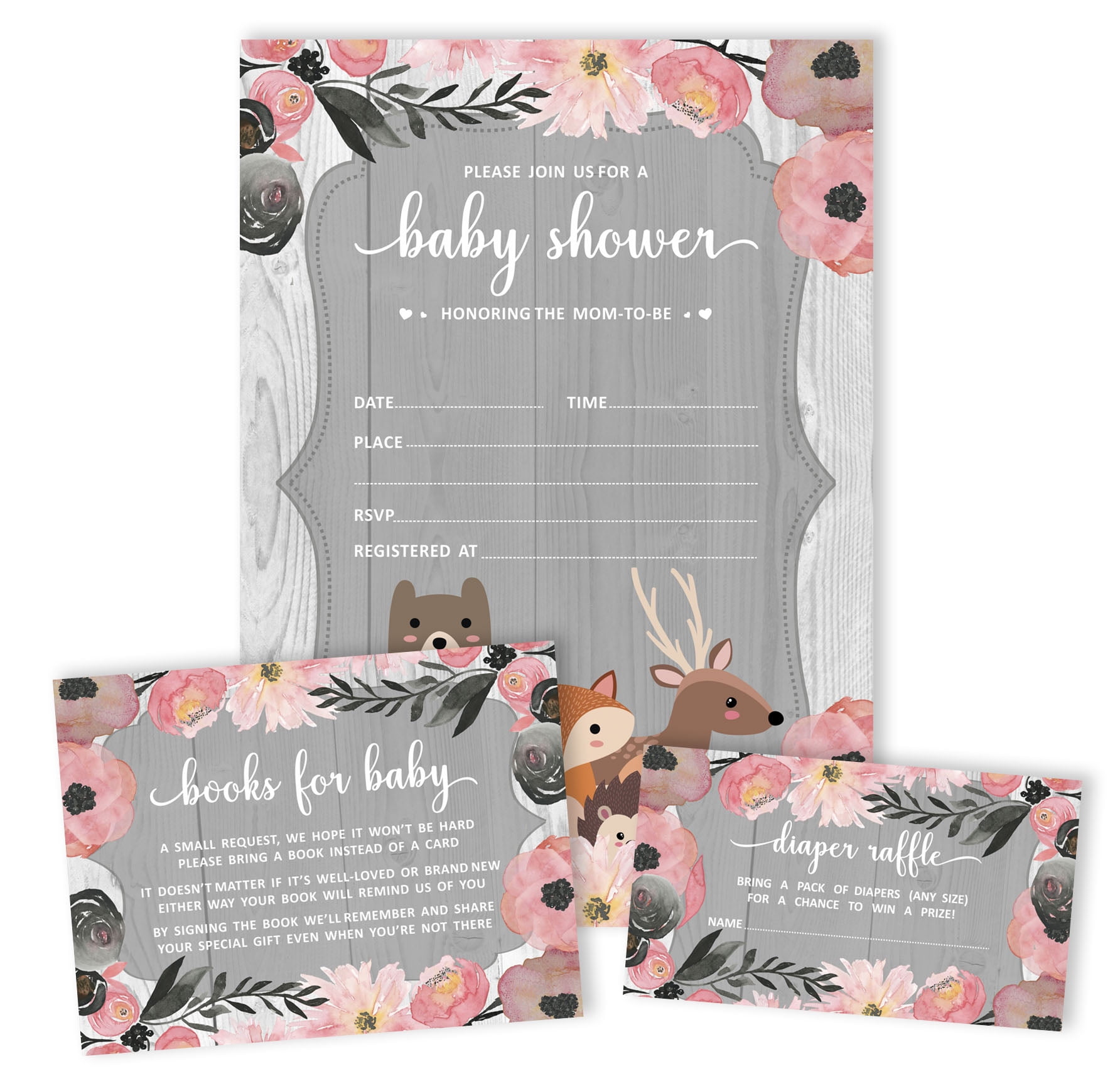 Inkdotpot Set Of 30Jungle Animals Baby Shower Invitations-Diaper Raffle Tickets And Baby Shower Book Request Cards Gender Neutral Invites Its A Boy Its A Girl