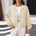 thumbnail image 2 of XuJwPNcy Sweatshirt for Women Fashion Crop Coat Tops Full Zip Collared Jackets Casual Fall Clothes Ladies Outfits Streetwear, 2 of 7