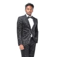thumbnail image 3 of Mens Luxury Paisley Suit Jacket Gold Shiny Slim Fit Button Down Blazer, 3 of 4