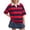 Red #23, variant on KDDYLITQ Striped Shirt Women Oversized V Neck Casual Polo Shirts Short Sleeve Rugby Collared Pullover Loose Fit Tops Green L