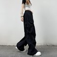 thumbnail image 4 of Pantalones cargo Rimocy Hip Hop con bolsillos grandes para mujer 2023, pantalones holgados de cintura alta con cordón, ropa de calle para mujer, pantalones deportivos de pierna ancha Y2K, 4 of 6