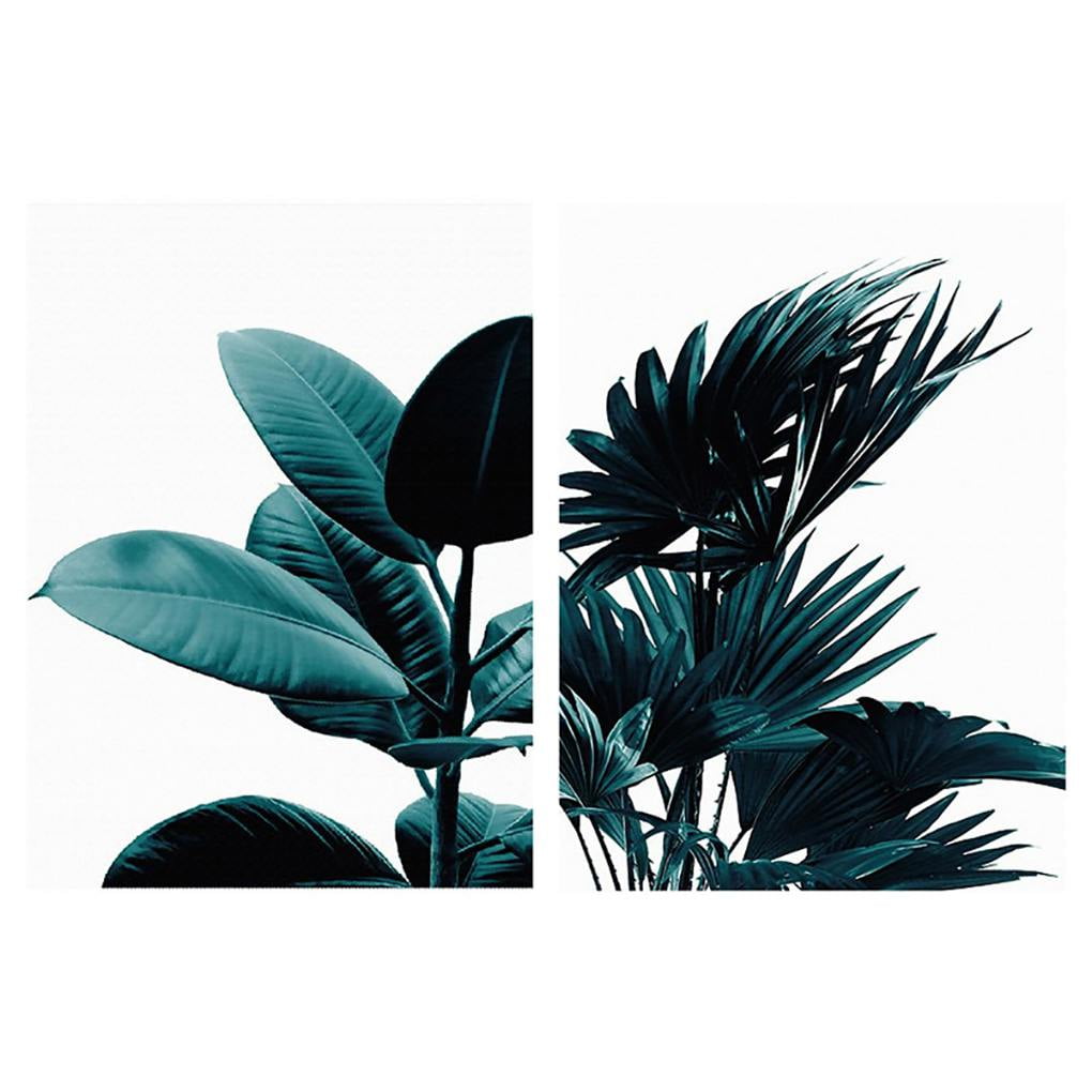 2 Panel Unframed Green Plant Leaf Canvas Wall Painting Restaurant Home Oil Picture Bedroom Living Room Oil Drawing Walmart Com