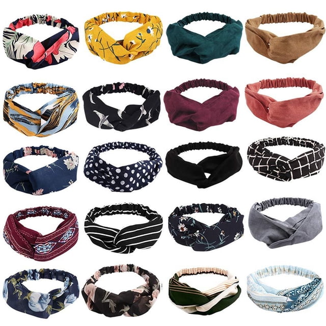 Twist Knotted Hair Band, Women Stretchy Headband Retro Printed Sweat Absorbing 10pcs Fashionable For Daily For Running ANGGREK Vintage Women Stretchy Headband