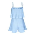 thumbnail image 5 of JINMGG Shorts for Women Clearance $5 Women's Sexy Sleeveless Suspender with Open Back Wide Leg Jumpsuit Shorts Light Blue XXL, 5 of 6