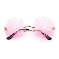 Gothic Bat Wing Sunglasses | Rimless Red Metal Frame Sunglasses, Unisex Statement Shades