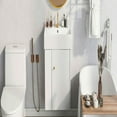 thumbnail image 6 of Spaco 21.6 inch Modern Floating Bathroom Vanity with Ceramic Basin, Vanity with Left Side Storage for Indoor as Small Bathrooms, White, 6 of 20