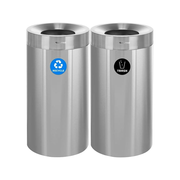 Alpine Industries Dual-Stream Trash/Recycling Station 54-Gallon Stainless Steel (ALP475-27-R-T)