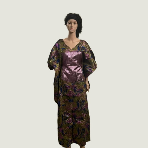 African Unique Damask Brocade Boubou/Maxi Dress