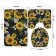thumbnail image 3 of Black Sunflower White Daisy Pattern Bathroom Rugs Sets 3 Piece,Toilet Cover Set,Absorbent Non Slip Bathroom Mats Sets with U-Shaped Contour Rug Toilet Rug Set, 3 of 5