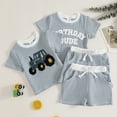 thumbnail image 6 of KPOPLK 2PCS Toddler Baby Boy Birthday Outfit Birthday Boy Embroidery Short Sleeve T-Shirt and Gingham Plaid Shorts Set Size 6-12 Months,Light Blue, 6 of 7