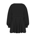 thumbnail image 3 of Womens Oversized Sweatshirt Dress Long Flowy Patchwork Pullover Tops Cute Drop Shoulder Sweatshirts Fall Long Sleeve Mini Dress Teen Girls Crewneck Solid Tunic Pleated Loose Clothing Beig, 3 of 5