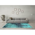 thumbnail image 3 of Ahgly Company Machine Washable Indoor Rectangle Oriental Turquoise Blue Industrial Area Rugs, 5' x 7', 3 of 4