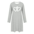 thumbnail image 4 of Sakmal Love Moo Moos for Women Nightgowns Long Sleeve Valentines Lightweight Pajama Sleep Dress Heart Print Knee Length Ladies Nightgown M, 4 of 6