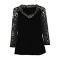 thumbnail image 4 of Womens Lace Medium Long Sleeve Chiffon Top V-Neck Plus Loose T-Shirt, 4 of 6