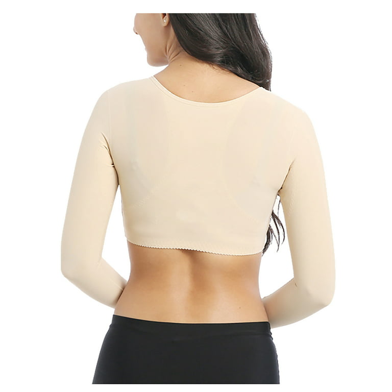 Women Shapewear Tops Front-Buckles Long Sleeve Push-Up Breast Arm Slimmer  for Post Surgery Posture Correcting 