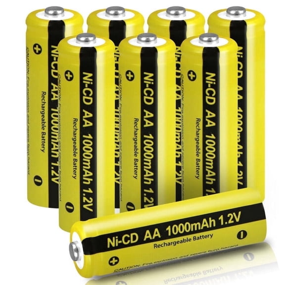 PKCELL AA Rechargeable Batteries, 1000mAh High Capacity 1.2V NiCd Double A Battery, Pack of 8