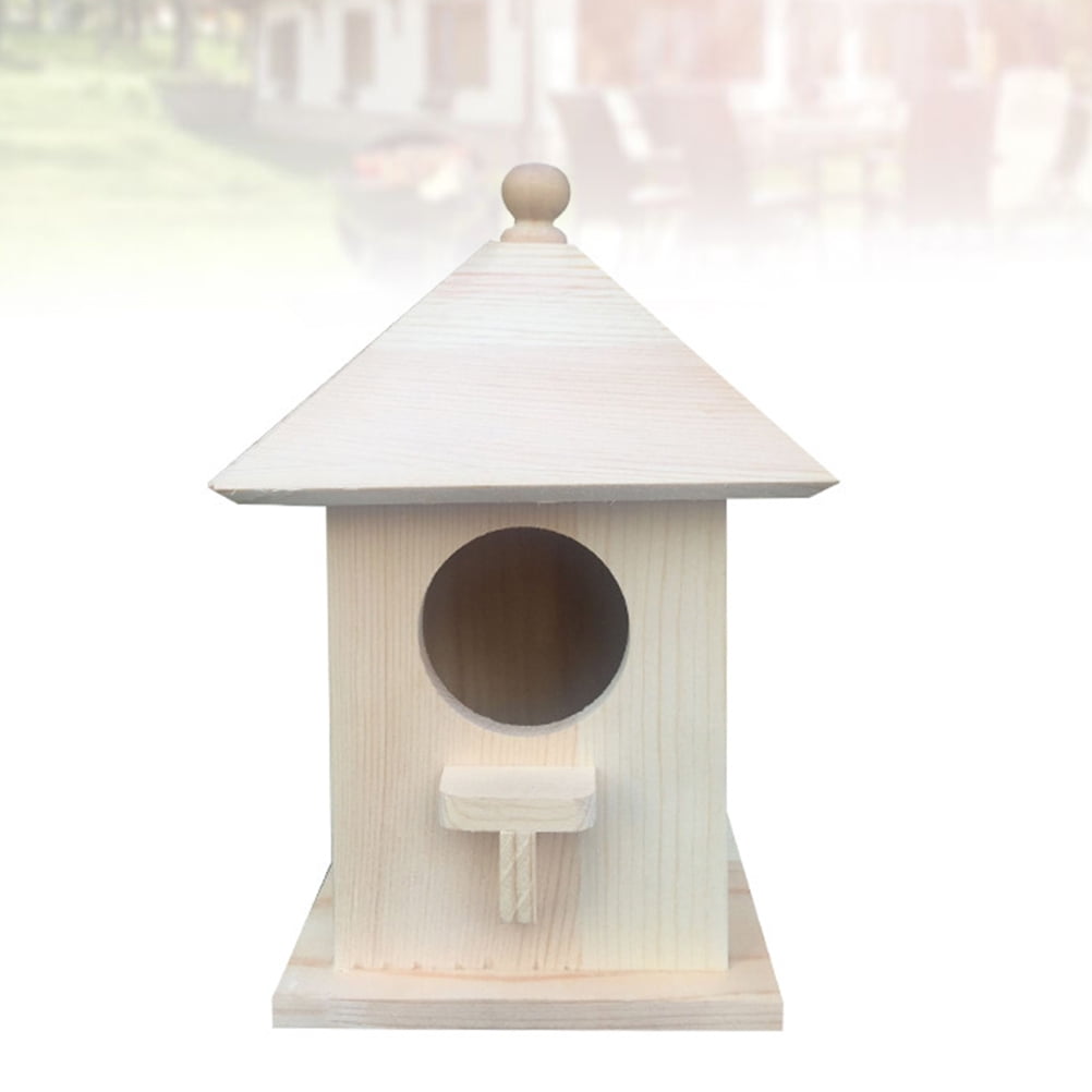 BERTDOMD 2-Pack Wooden Birdhouse Feeder for Wild Birds, Outdoor Hanging Nest Box, Bird Cage Accessory for Garden