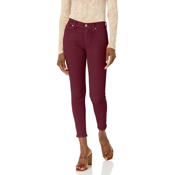 HUDSON Jeans Women's Nico Mid Rise, Super Skinny Ankle Jean, Cabernet Coated, 24