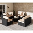 thumbnail image 6 of Walsunny 7 Pieces Patio Conversation Set, All-Weather Silver Rattan Wicker Patio Furniture Sets with 6 Chairs and 1 Coffee Table, Washable Couch Cushions,Black Rattan Khaki Cushions, 6 of 6