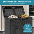 thumbnail image 5 of Uforic Double Compartment Outdoor Trash Can, 62 Gallon Waterproof Resin Garbage Bin with Tiered Lid and Drip Tray for Patio Deck Backyard, Black, 5 of 10