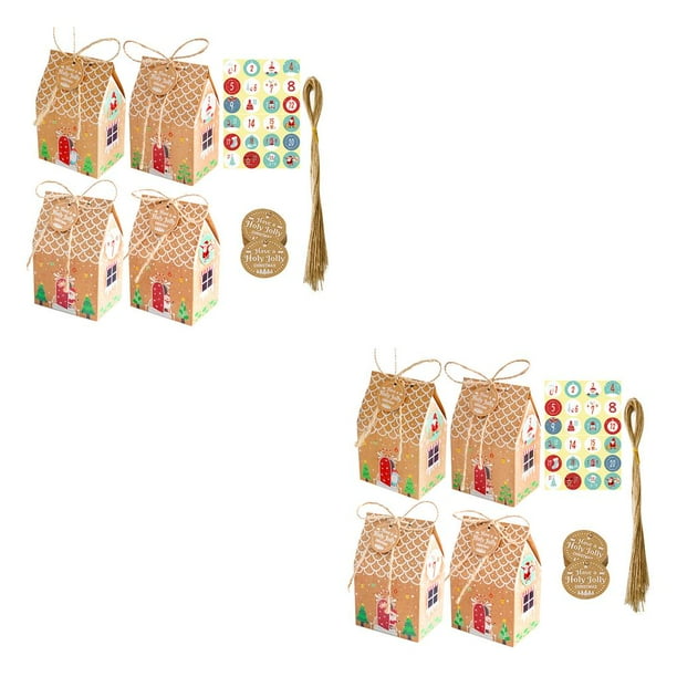 Cateissary 24 piezas de cajas de dulces para fiestas navideñas, bolsas de papel Kraft para aperitivos, bolsas de regalo para festivales, contenedores de Tipo 2 2piezas Cateissary CBP162517