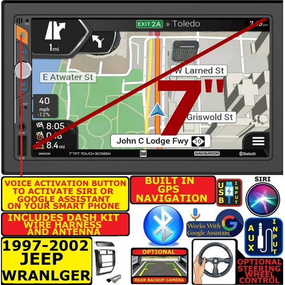 1997-2002 JEEP WRANGLER GPS NAVIGATION NAV BLUETOOTH USB AUX SD CAR RADIO STEREO