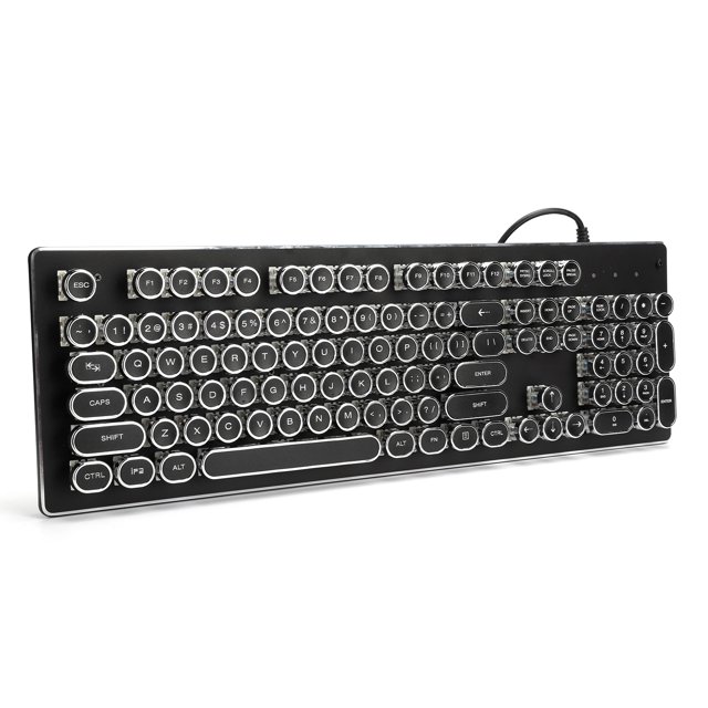 Ymiko Wired Keyboard,Retro Wired Gaming Mechanical Keyboard Key Click with 104 Keys Mixed Light Ergonomic Design,Gaming Keyboard