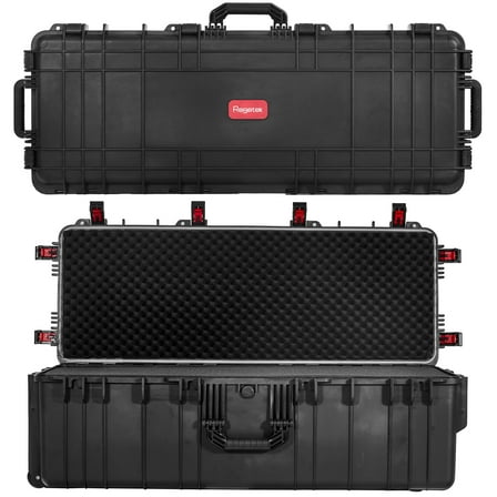 Regetek Waterproof Roller Hard Case 44"x 17"x 13", Equipment Case with Foam/Wheels for Camera, Tool, Electronics Gear, Instrument,IP67 Waterproof & Crushproof, Lockable, Deep Transport Rolling Case