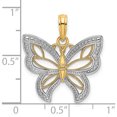 thumbnail image 3 of 14K Yellow & Rhodium With Butterfly White Beaded Wings Charm (22.8 X 19.95) Made In United States k9263, 3 of 5