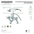 thumbnail image 4 of Kingston Brass CC415T2 Vintage 7" Center Deck-Mount Clawfoot Tub Faucet with Hand Shower, Polished Brass, 4 of 5