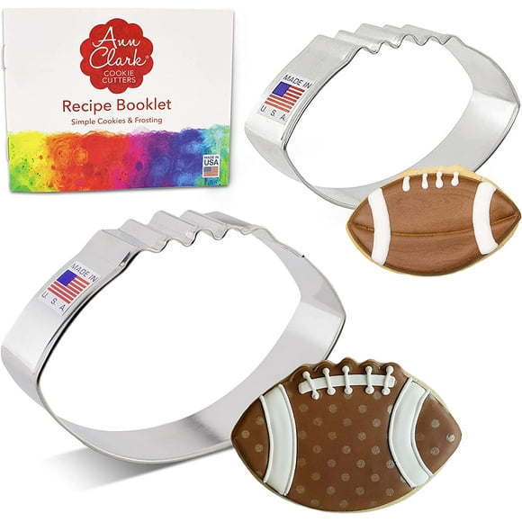 Football Cookie Cutters 2-Pc Set Made in USA by Ann Clark, 4.5", 3.5"