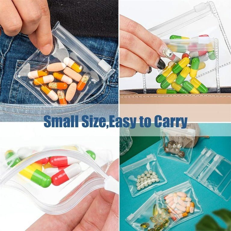 Pill Pouches, Plastic Pill Bags (Pack of 200) – Pocket Travel Pill Baggies  – Resealable Zipper Pill Organizer Pouch Bags – 3” x 2” – Daily Medicine