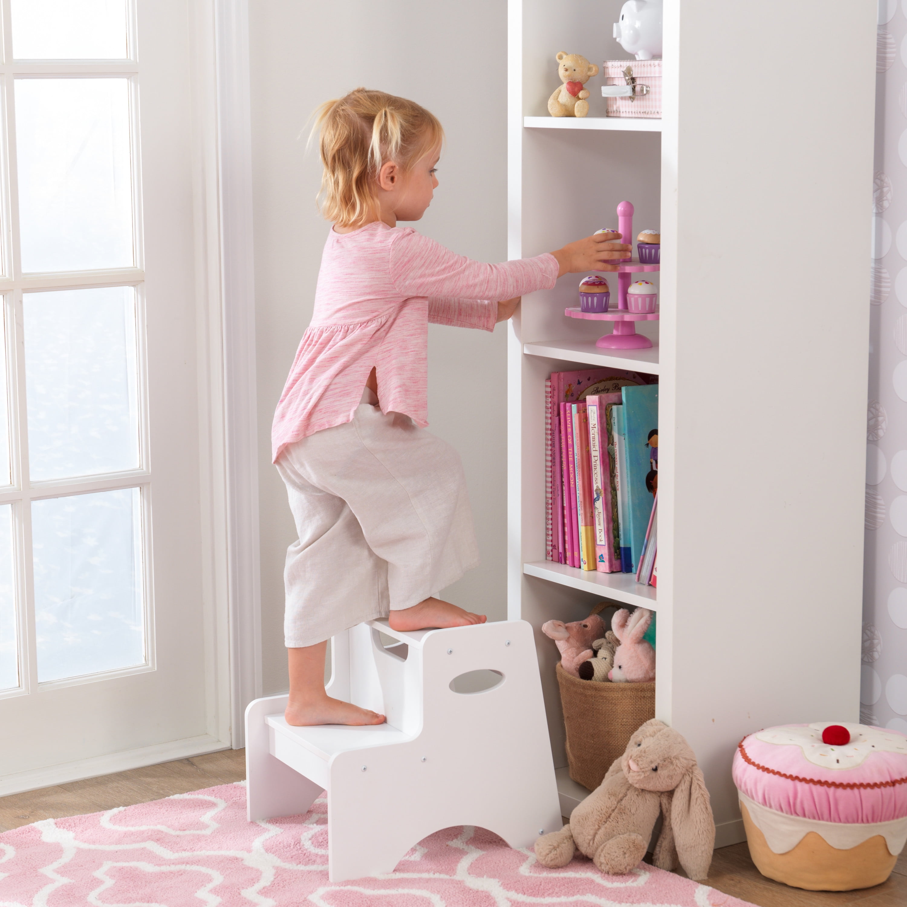 KidKraft Wooden Two-Step Children's Stool with Handles White