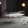 thumbnail image 6 of Acrylic and Gold Stainless Steel Combination Bench for Bedroom or Entryway, Extra Seat for Living Room(Ivory), 6 of 10