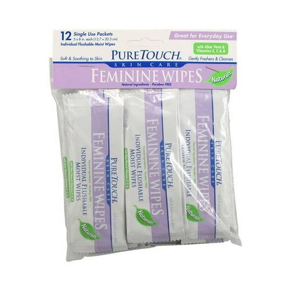 PureTouch Flushable Feminine Wipes, 12 Ct