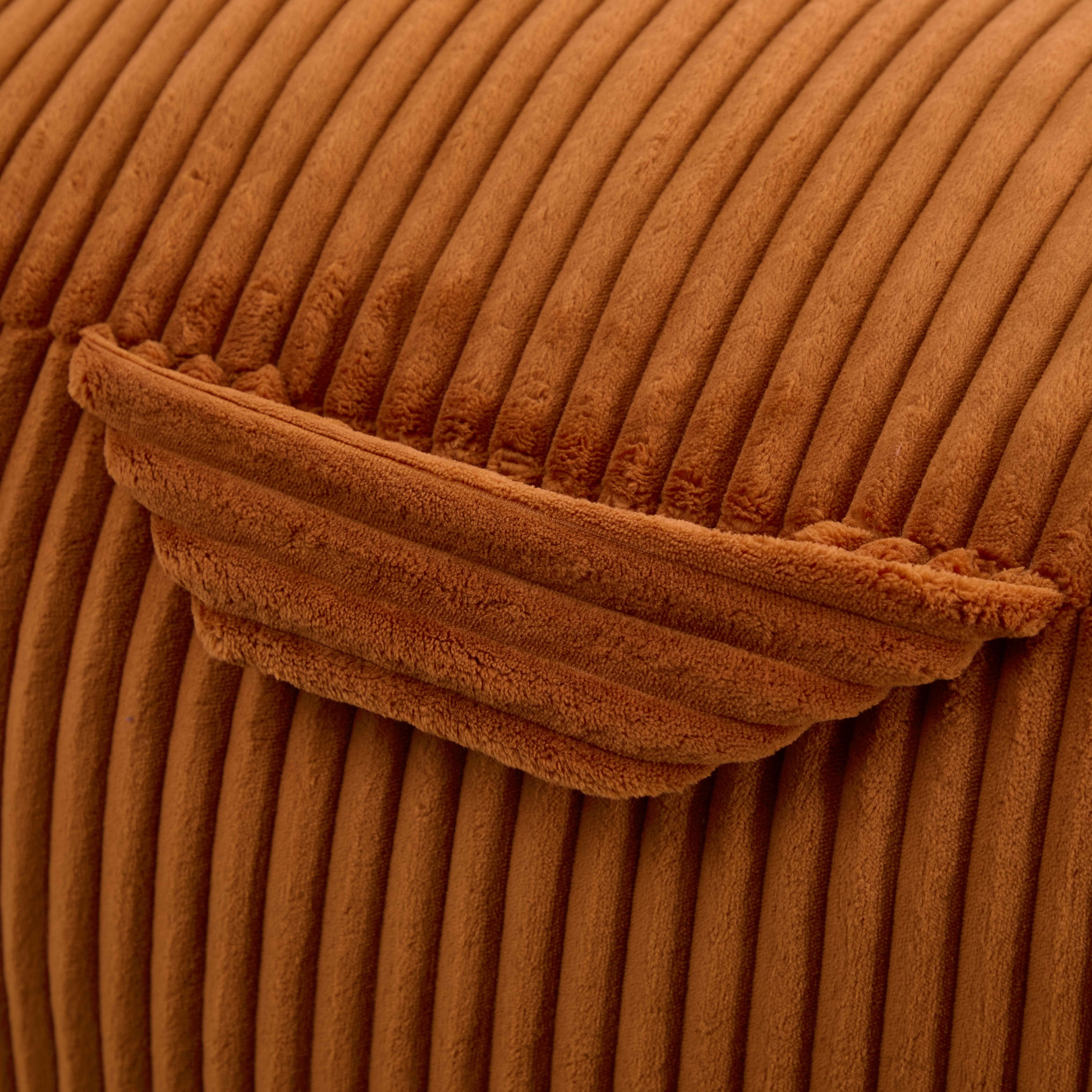 MAYEERTY Bean Bag Chair for Adults, Cozy Corduroy Lounger with High-Density Foam, No Assembly, Orange