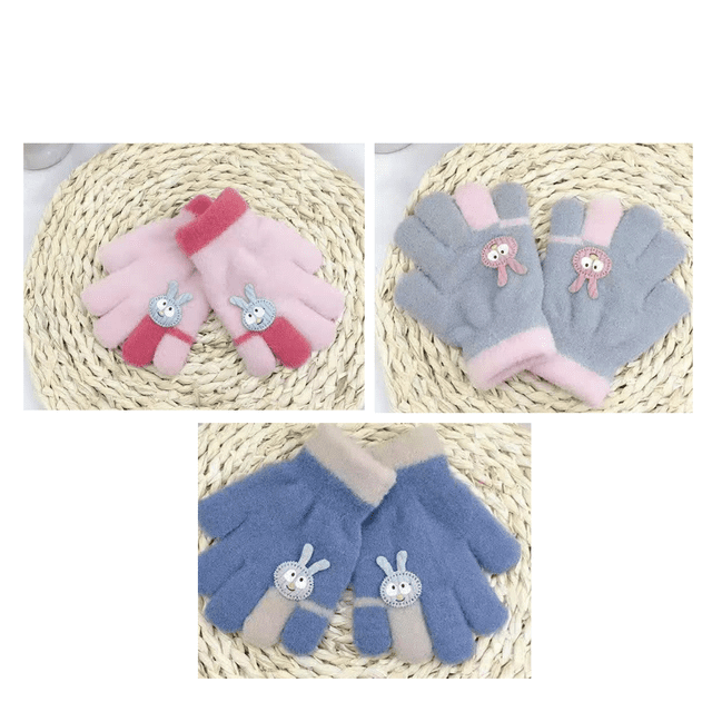 Guantes de dibujos animados liwang para niños de 4 a 12 años 3 pares