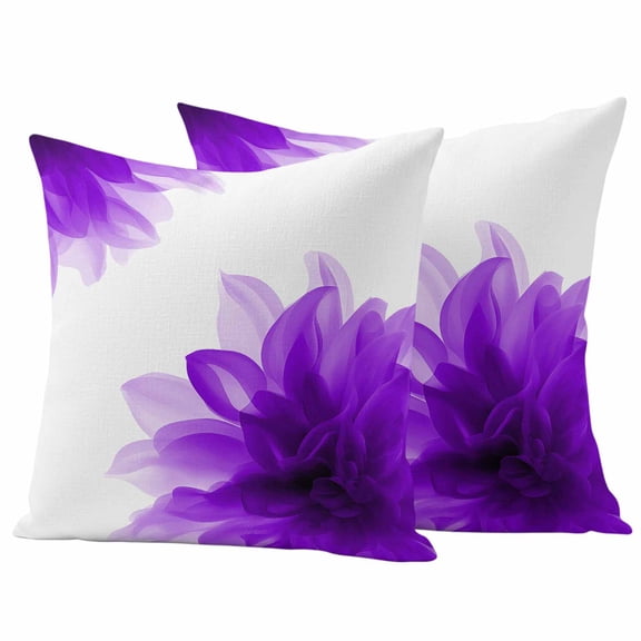 Purple Outdoor Waterproof Pillow Covers, Boho Modern Floral Abstract Ombre Leaf White Decorative Square Throw Pillowcase Sofa Cushion Sham for Patio/Couch/Chair, 24"x24" 2 Pack
