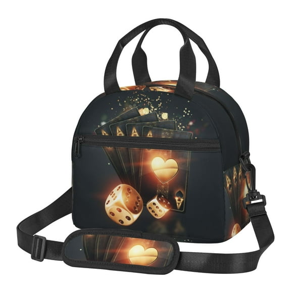 Easygdp Creative Poker Caja de Almuerzo para Mujeres y Hombres, Bolsa de Almuerzo Insulada, Bolsas Reutilizables Impermeables para Viajes, Trabajo y Picnics
