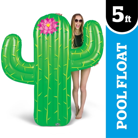 BigMouth Inc Giant Cactus Pool Float, 5' Tall Funny Inflatable Vinyl Summer Pool Toy