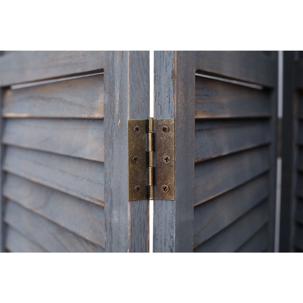 Legacy Decor 3 Panels Room Divider Rustic Wood w/ Decorative Cutout, Grey Color, Freestanding