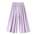 thumbnail image 3 of zbxnLI Girls Wide Leg Pants 3-15 Years High Elastic Waist Lounge Pants Solid Color Pants with Pockets, 3 of 6